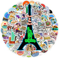 100 Pcs World Featured Architecture Sticker for Water Bottle, Adults Waterproof Vinyl Travel Map Laptop Decals, Girls Kids Teens Phone Case Vintage Aesthetic Stickers
