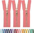 #5 Gold Metal Zipper - 50+ Colors - 3 PCS - (4-14 inches) Sizes - Luxury Lightweight Handcraft Metal Zippers with pulls for Purses Bags Pockets Shoes Sewing & Crafts DIY ZP022110