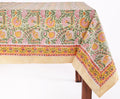 ATOSII Clover Green 100% Cotton Rectangle Fall Tablecloth, Handblock Floral Print Linen Table Cloth for Kitchen Dining I Parties, Weddings, Outdoors, Easter I Home Decor 60 X 60 Inches I 4 Seater