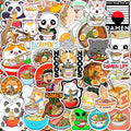 BulbaCraft Ramen Stickers for Water Bottle and Laptop - Foodie Party Supplies & Decorations, Waterproof Vinyl Noodle Decals, Cute Ramen Stickers Laptop Decals, Gifts for Women & Men