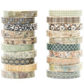 20 Rolls Skinny Vintage Washi Tape Set Retro Arts Adhesive Tapes Basic Patterns Decorative Masking Tape Sets for Craft, Kids, Scrapbook, DIY, Gift Wrapping (Elegance in Time)