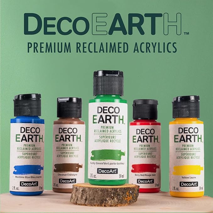 DecoArt DecoEARTH Sustainable Acrylic Paint Set – Starter Set, 24 Bottles (2 fl oz) – Eco-Conscious Paint Made from Recycled Materials for Art & DIY Crafts