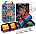 KALOUR Premium Colored Pencils for Adult Coloring Book,Set of 50 Colors,with Zipper Slot Pencil Case,Soft Core,Ideal for Layering Blending,for Artists Beginners