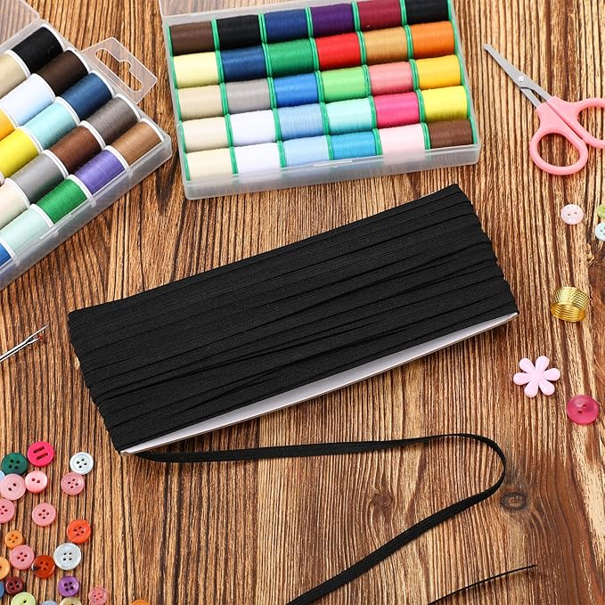 Shappy Elastic for Sewing Knit Elastic Band(1/4 Inch X 22 Yards, Black)