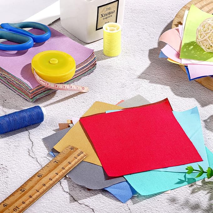 Tudomro 300 Pcs 4 x 4 Inches Solid Cotton Quilting Fabric Bundles Precut Fat Squares Sewing 100 Colors for Beginners DIY Sewing Patchwork Scrapbooking Craft
