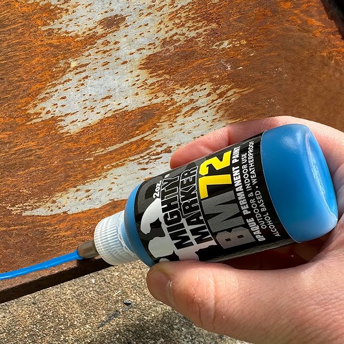 BM-72 Bottle Marker, 2oz (60ml) Alcohol-Based Paint, 1.2mm Steel Ball Tip, Valve Action, Waterproof & Weatherproof, Writes on Rough & Oily Surfaces, Made in USA - 3 Pack