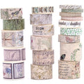 20 Rolls Vintage Washi Tape Set Retro Arts Adhesive Tapes Fleeting Monologue Decorative Masking Tape Sets for Craft, Kids, Scrapbook, DIY, Gift Wrapping (Tracks in The Jungle)