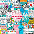 100Pcs Surgical Tech Stickers for Water Bottle, Laptop, Scrub Tech Stickers - Surgical Technologist Gifts Bulk - Gift for Women & Men
