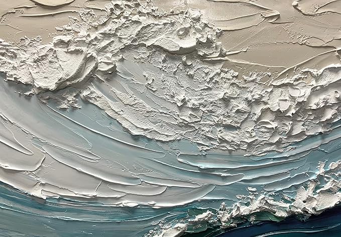 V-inspire Art,24x48 Inch Hand drawn Oil Painting, Modern Home Canvas Wall Decoration - The Surging Waves - Abstract Mural Painting