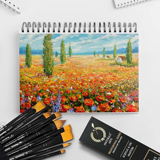 Set of 12 Acrylic Paint Brushes Professional | Acrylic & Oil Masters | Oil Painting Brushes | Handmade Paint Brush Set for Acrylic Painting