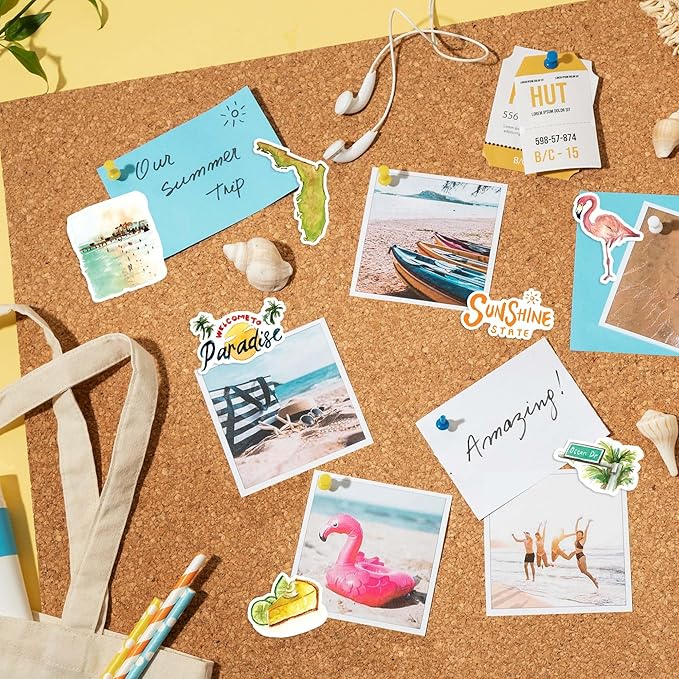Navy Peony Retro Florida State Travel Stickers (31 Pieces) - Watercolor, USA-Themed, Waterproof | America Vacation Stickers for Scrapbooks, Journals, Suitcase