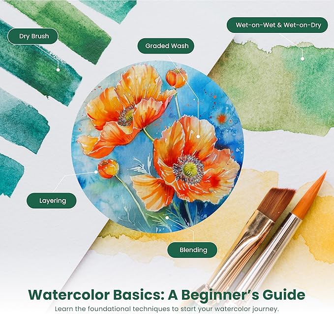 MyArtscape Watercolor Paint Set - 24 x 12ml Tubes - Lightfast - Vibrant Colors - Excellent Transparency - Kit for Vivid Watercolors Painting - Professional Artist Paint Supplies