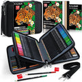 KALOUR 120 Colored Pencils Set with Carry Case, Sketchbook, Blender, Sharpeners & Color Chart, Oil-Based Soft Core,Professional Art Supplies for Adults and Artists