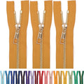 #5 Gold Metal Zipper - 50+ Colors - 3 PCS - (4-14 inches) Sizes - Luxury Lightweight Handcraft Metal Zippers with pulls for Purses Bags Pockets Shoes Sewing & Crafts DIY ZP021414