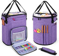 Teamoy Crochet Bags for Women, Yarn Storage Organizer, Knitting Project Bag for Knitting Needles and Hooks, Purple