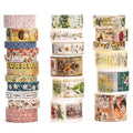 Vintage Washi Tape Set - 24 Rolls Arts Adhesive Tapes Assorted Retro Decorative Masking Tape Sets for Craft, Kids, Scrapbook, DIY, Gift Wrapping (5-Botanical Garden)