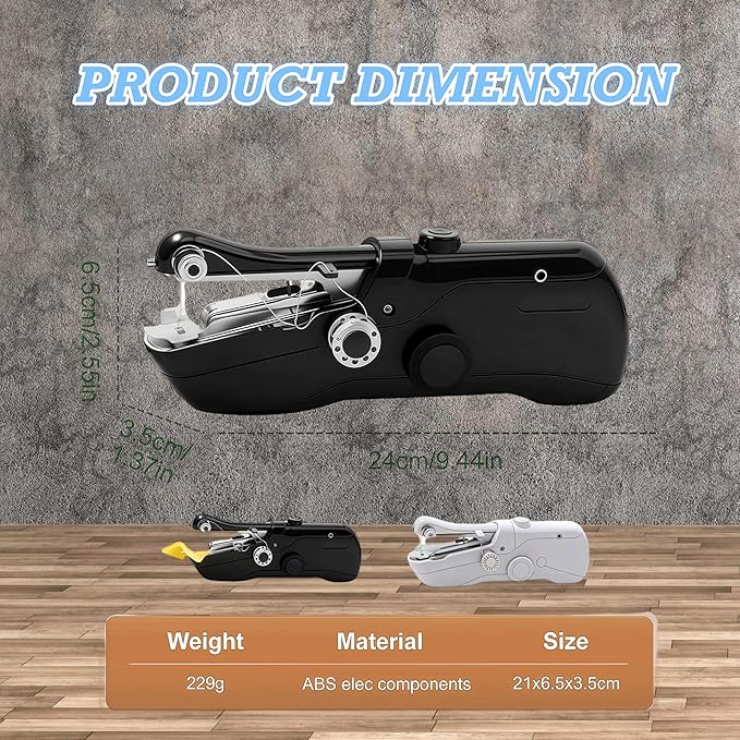Handheld Sewing Machine, Mini Portable Electric Quick Sew Sewing Machine, Sewing Machines for Beginners, Easy To Use Suitable for Sewing Clothes, Fabrics, Curtains, Family Travel (Black-1)