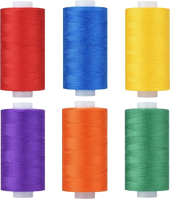 Simthread All Purpose Thread Polyester 400 Yards (6 Basic Colors)