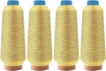 Mandala Crafts 4 Pack of Serger Threads Cones Spools - 150D/2 Polyester Metallic Gold Threads for Sergers Machine and Overlock Quilting Sewing Machine