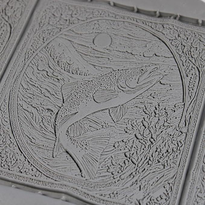 Rainbow Trout Clay Texture Roller (4") - Freshwater Set #01 - Embossing Pattern Roller for Polymer & Ceramic Clay, Pottery & Crafts