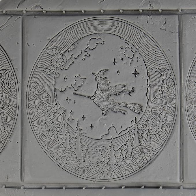 Witch Clay Texture Roller (4") - Halloween Set #01 - Embossing Pattern Roller for Polymer & Ceramic Clay, Pottery & Crafts