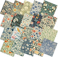 HunnmingRe 20 Pcs 10''x10'' Vintage William Morris Flowers Quilting Fabric Square William Morris Quiltted Fabric Bundle Multicolor Precuts Printed Patchwork Supplies for Holiday DIY Sewing Craft