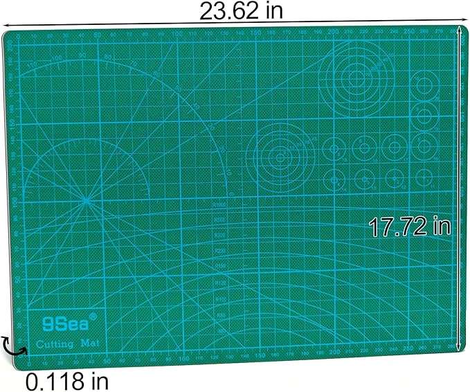 Self Healing Cutting Mat with Grid for Handmade Paper Cutting, Leather Crafts, Carving, Desktop Protectors 5-Ply Quilting Board A2-60x45x0.3cm(23.62x17.72x0.118in Green)