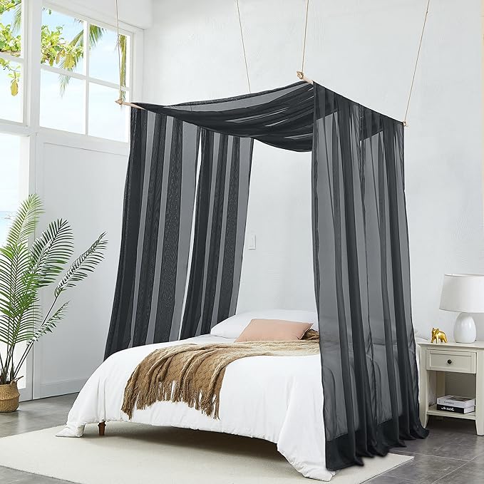 Warm Home Designs Wedding Arch Draping Fabric Bundle Has 2 288 Inch (24 Feet) Scarves in Black Fabric Colors for Wedding Decoration. AD Black & Black 288”