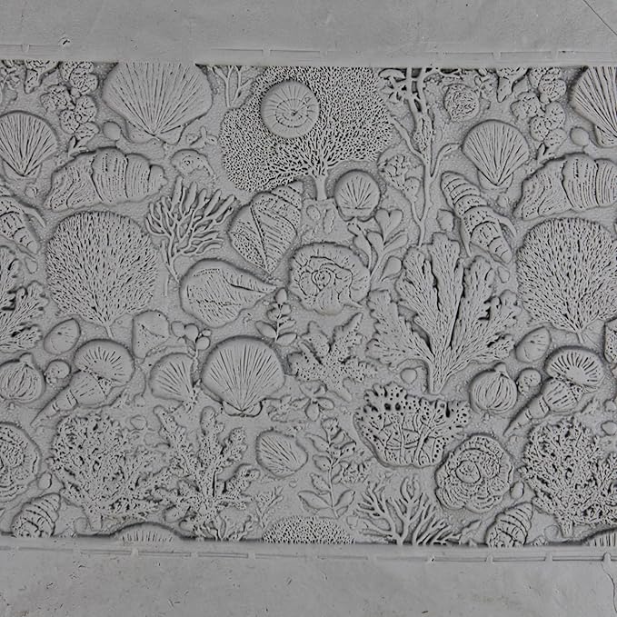 Ocean Floor Collage Clay Texture Roller (4") - Seamless Ocean Set #01 - Embossing Pattern Roller for Polymer & Ceramic Clay, Pottery & Crafts