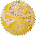Hanjunzhao 42Pcs 10" Layer Cake Fabric - Layer Cakes 10 inch Squares for Quilting - Polka Dots Striped Star Solid Floral Print Cotton Fabric Squares 10x10 for Sewing, Quilts, and Crafts (Yellow)