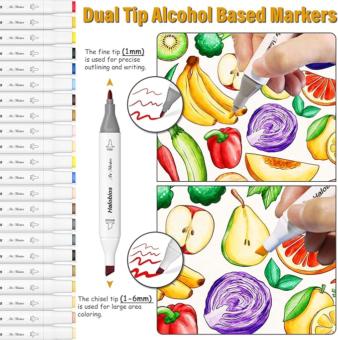 264 Alcohol Markers, Dual Tip Fine & Broad Drawing Markers Alcohol Marker Set with Case, Art Marker for Adults Coloring Artists Drawing Sketching Card Making and Illustration