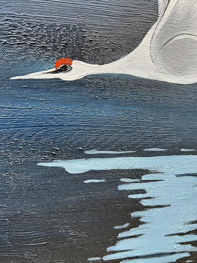NANKAI Art Hand-Painted Lake Swan Oil Painting in Modern Abstract Style Suitable for Decorative Art for Home Office corridors and Walls. 36x24 inches(with Solid Wood Exterior Frame)
