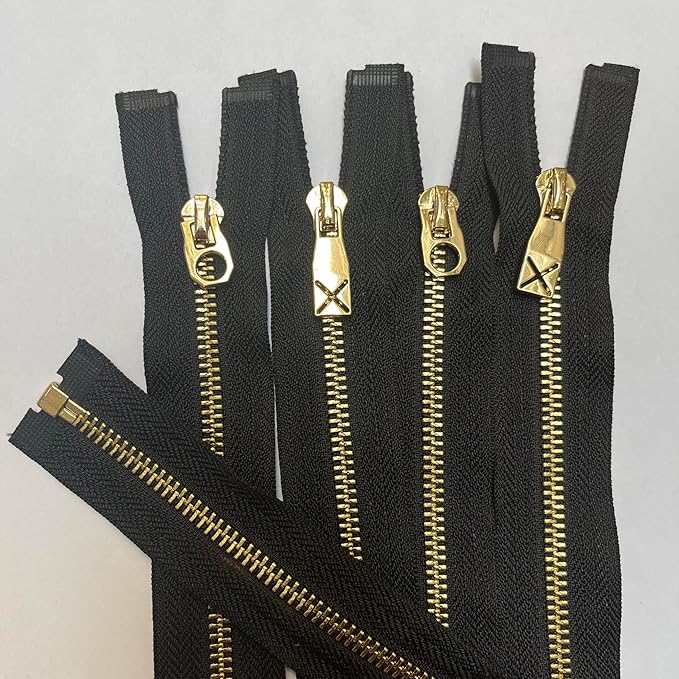 10PCS 31 Inches #5 Brass Metal Zippers Bulk, Gold Separating Zippers for Jackets, Coats, Sewing, Crafts, DIY, Jeans, Bags