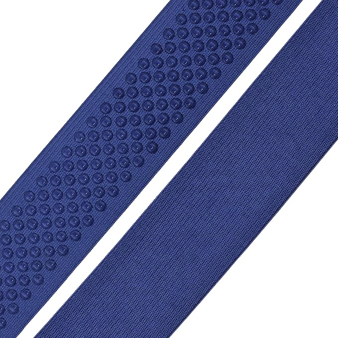 Mandala Crafts 1.5 Inch Elastic Silicone Gripper Tape for Clothing - 10 Yds Dotted Non Slip Elastic Band for Sewing - Navy Blue Silicone Flat Fabric Stretchy Ribbon Straps