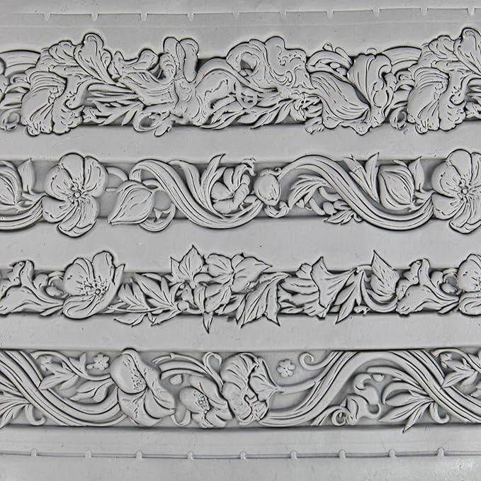 Garden Reverie Collection 4-Pack Clay Texture Rollers (4") - Seamless Border Set #01 - Embossing Pattern Rollers for Polymer & Ceramic Clay, Pottery & Crafts