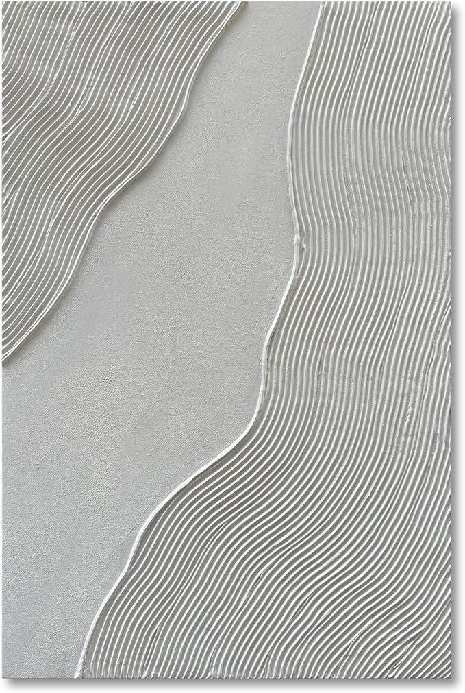 NANKAI Art Hand-Painted Modern Minimalist Abstract Art White Texture Oil Painting 45x30 inch Large Home Wall Decorative Art Oil Painting