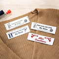 callie Personalized 25-200Pcs Sewing Labels - Custom Text & 10 Cute Pattern, Fabric Handmade with Love Sewing Tags for Clothes, Gifts for Knitting DIY Craft Lovers