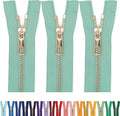 #5 Gold Metal Zipper - 50+ Colors - 3 PCS - (4-14 inches) Sizes - Luxury Lightweight Handcraft Metal Zippers with pulls for Purses Bags Pockets Shoes Sewing & Crafts DIY ZP022710