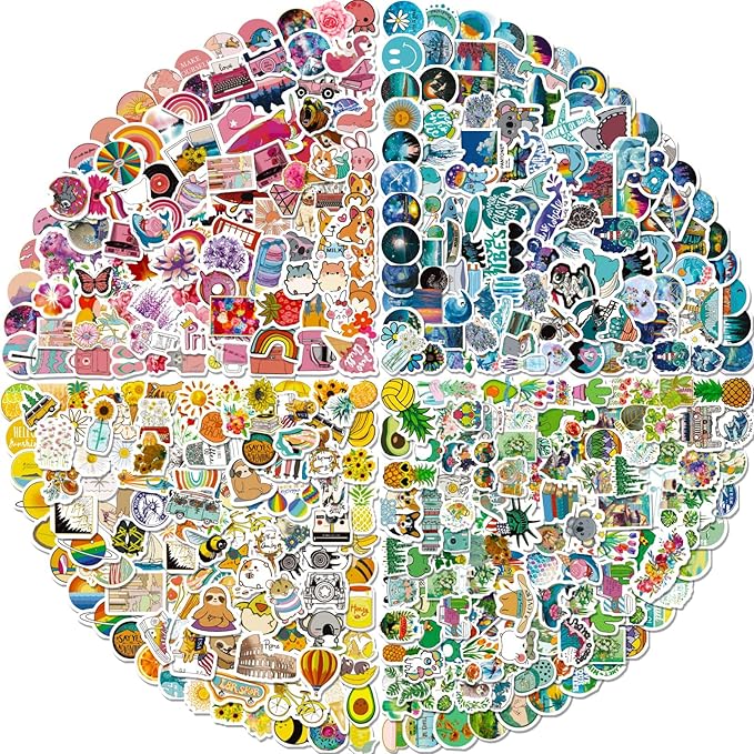 Arme Stickers Pack, 400 PCS Cute Vinyl Stickers for Water Bottles, Art Laptap Stickers for Kids Teens Girls Adults, Waterproof Sticker for Skateboard Notebooks Phone