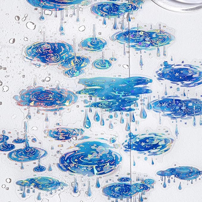 Alideco 120pcs Scrapbook Stickers Vintage Ice Crystal Waves Water Drops Scrapbooking Junk Journal Crafts Embelishment Decoration Stickers (wujieshuiyu)
