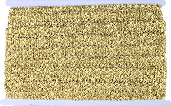 Gimp Braid Trim, 0.7 Inch / 10M(10.9 Yards) Fabric Trim for Curtains, Upholstery, Sewing, Hand DIY Crafts, Costume and Home Decorative（Gold）