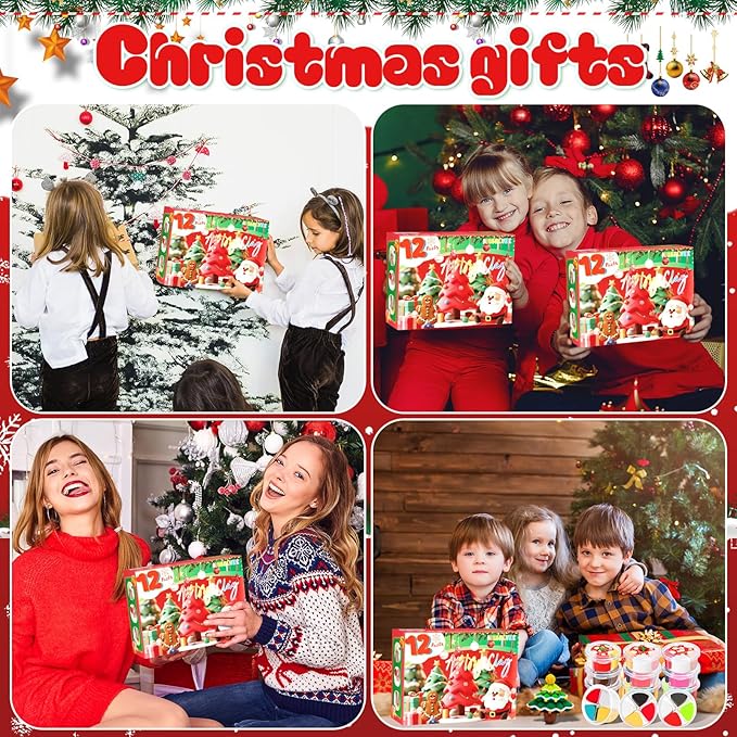 Air Dry Clay - 12 Boxes Christmas Modeling Clay Kit with 8 Sculpting Tools,Safe & Non-Toxic,DIY Magic Gifts Toys for Boys,Girls,Kids