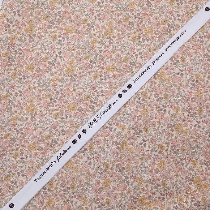 Tinyspool & Co. 100% American Cotton Fabric – 3 Yard Cut Quilting Fabric – Prewashed Preshrunk Yardage for Quilt Backing Borders Binding Sewing Crafts – Fall Harvest No.3 – Spring Coral