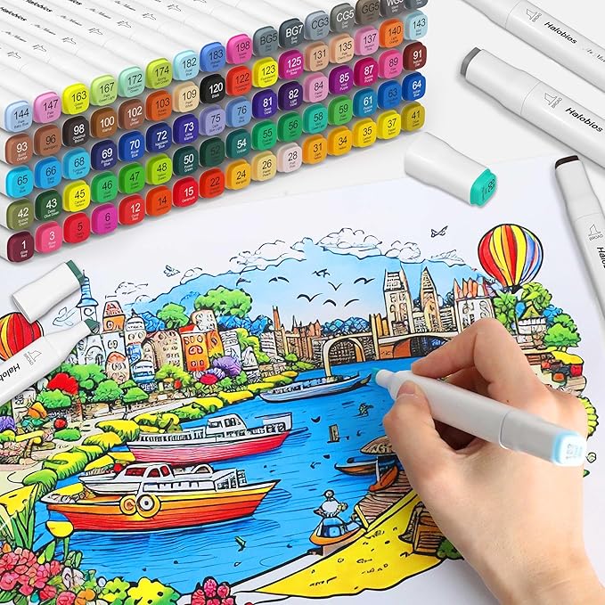 120 Colors Alcohol Markers Set, Dual Tip Fine & Chisel Drawing Markers Alcohol Marker with Case, Marker for Adults Children Coloring Artists Drawing Sketching Card Making and Illustration