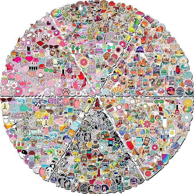Arme 600 PCS Stickers Pack，Cute Colorful Waterproof Stickers，Vinyl Art Stickers.Stickers for Water Bottles,Skateboards and Notebooks, Laptop Sticker for Teens Girls Kids Adults