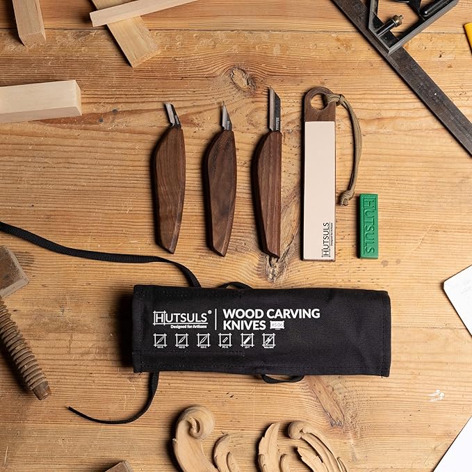 Hutsuls S.06 Wood Carving Knives Kit - Carver’s Choice Whittling Knives for Precision Work, Complete Beginners Whittling Wood Carving Knife Set, Master Craft Wood Whittling Kit for Beginners Kids