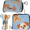 CRAFTILOO Pre Printed Needlepoint Wallet kit for Kids Embroidery Arts and Crafts Sewing Set Cross Stitch (Cat&Dog)
