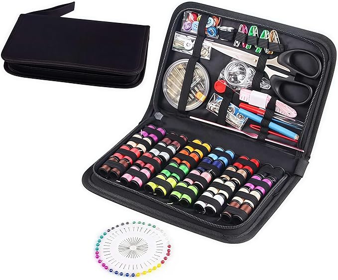 Handheld Sewing Bag with Accessories, Complete Set with Scissors, Needles, Thimble, Thread, Tape Measure, Ideal for Adults, Beginners, Traveler (Sewing Bag)