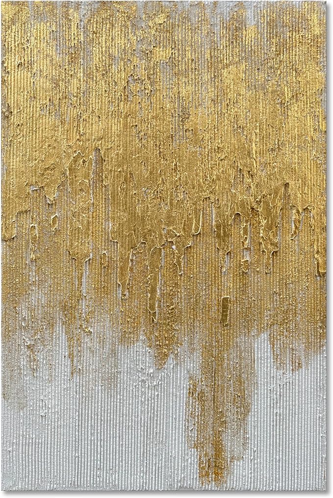 Art Hand-Painted Gold Texture Minimalist Oil Painting Modern Abstract Art Painting 45x30 inch Home Wall Decorative Art