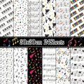 24 Sheets Musical Notes Scrapbook Paper Pad Double-Sided Black White Music Themed Pattern Decorative Craft Paper for Card Making Photo Album Journal DIY Craft, 11.8'' x 11.8''